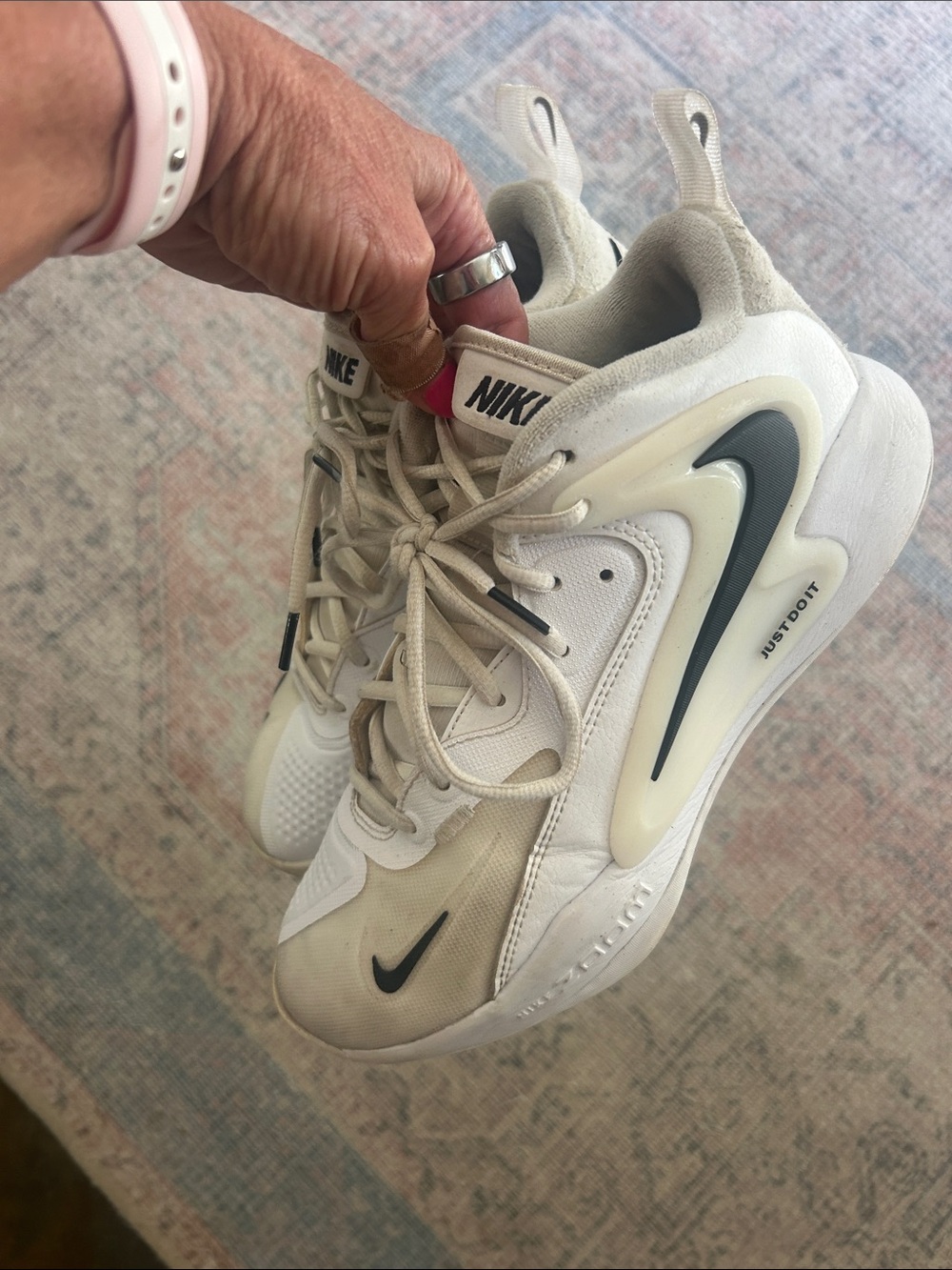 Nike Women’s Cream and Black Low-Top Sneakers